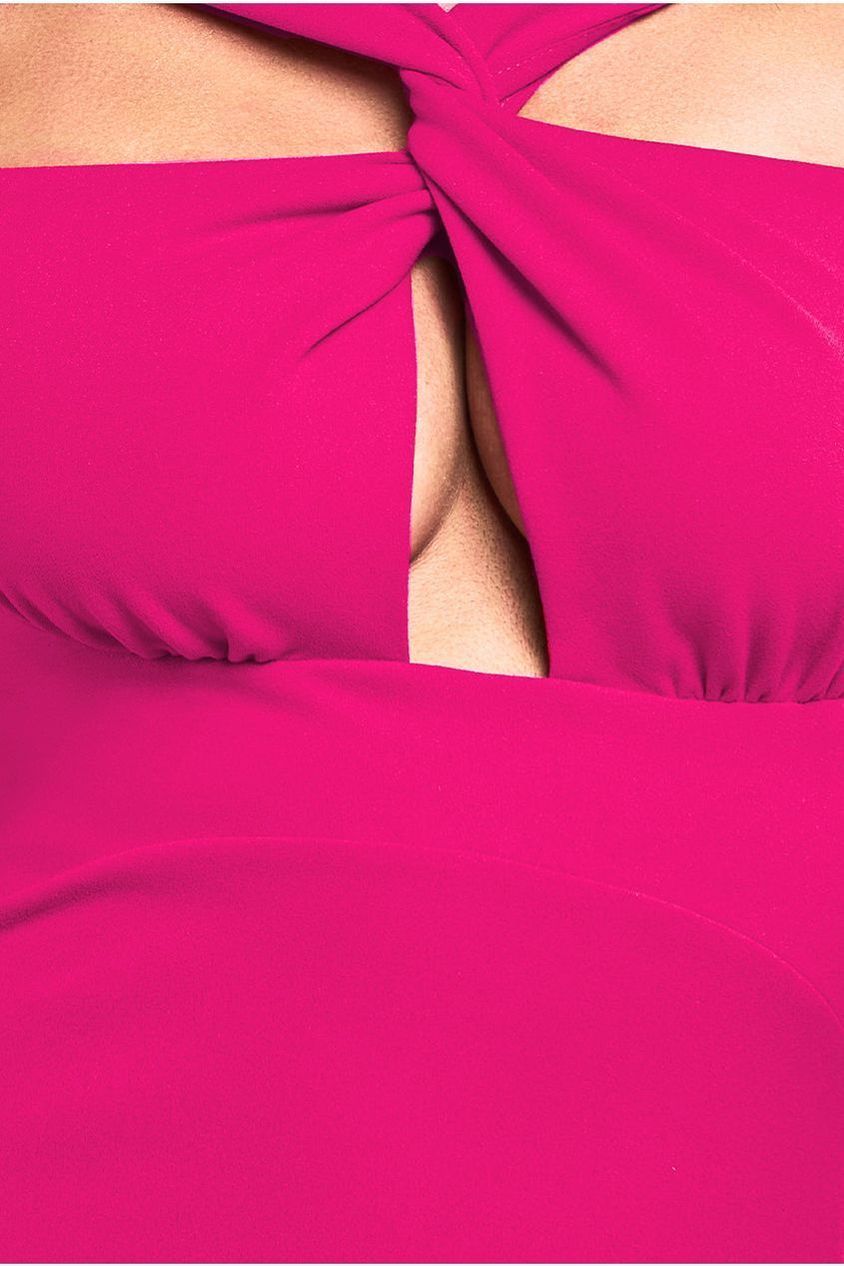 Scuba Crepe Twist Cutout Maxi Dress - Hot Pink DR4374