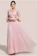 Scalloped Lace Bodice Pleated Chiffon A Line Maxi Dress - Blush Pink by Goddiva