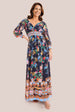 Chiffon Wrap Border Floral Print Maxi Dress - Black by Goddiva