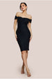 Front Knot Twist  Midi Dress - Black by Goddiva