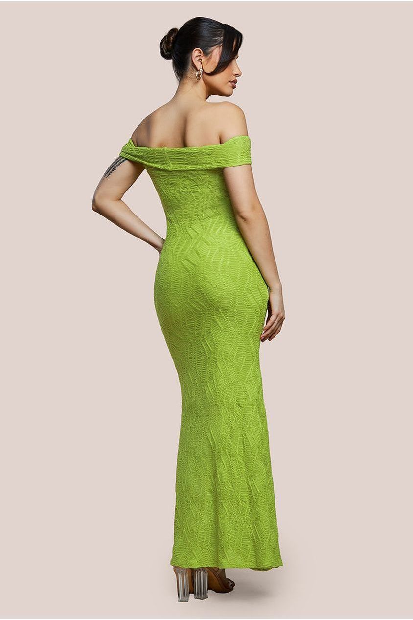 Front Knot Twist  Maxi Dress - Lime Green DR4418