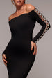 Embellished Diamante Sleeve Bardot Maxi Dress - Black by Goddiva