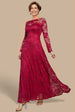Scalloped Lace A-Line Maxi Dress - Wine by Goddiva
