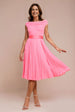 Cowl Neck Pleated A-Line Chiffon Midi Dress - Coral by Goddiva
