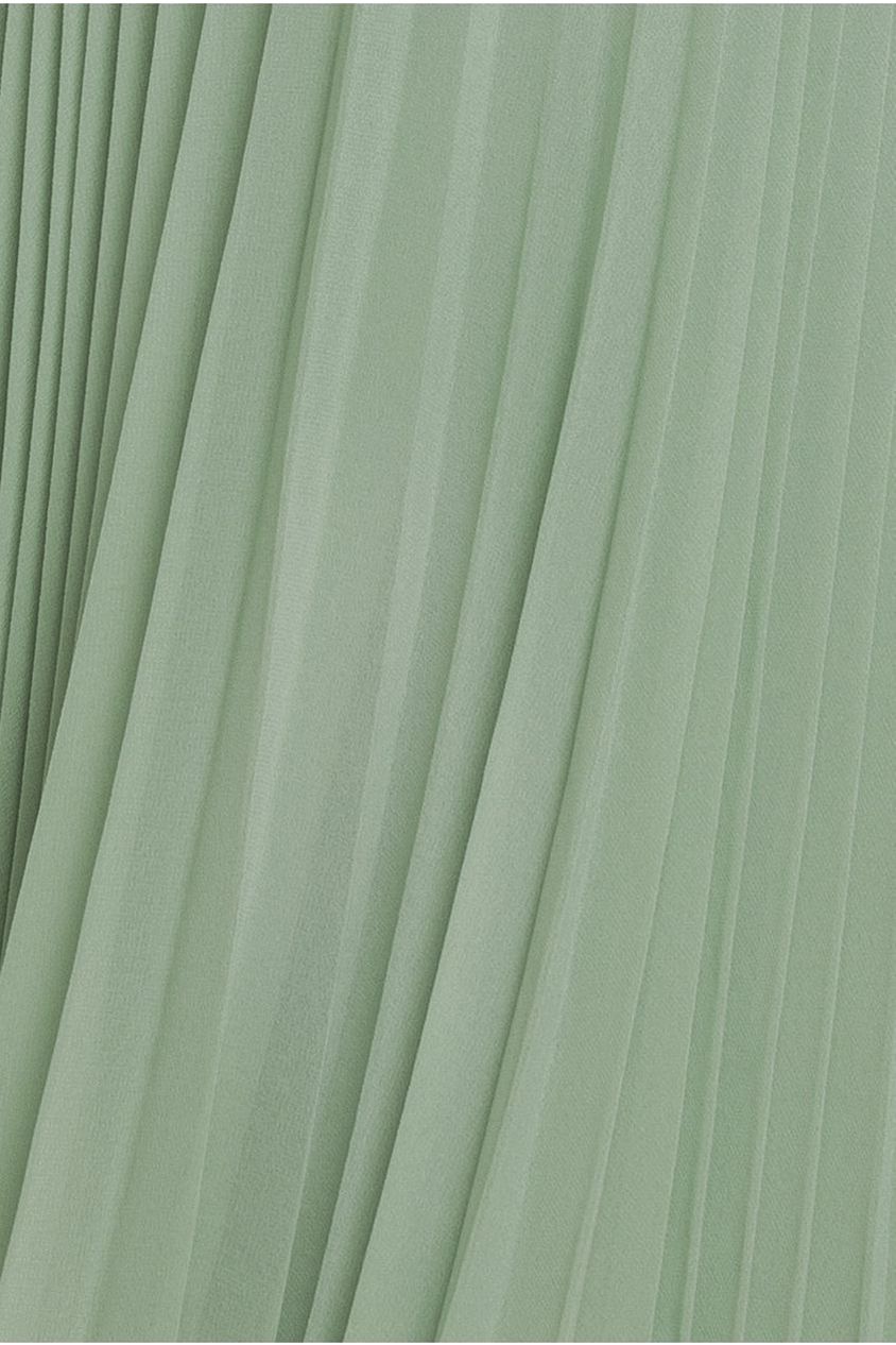 Cowl Neck Pleated A-Line Chiffon Midi Dress - Sage Green DR4501M