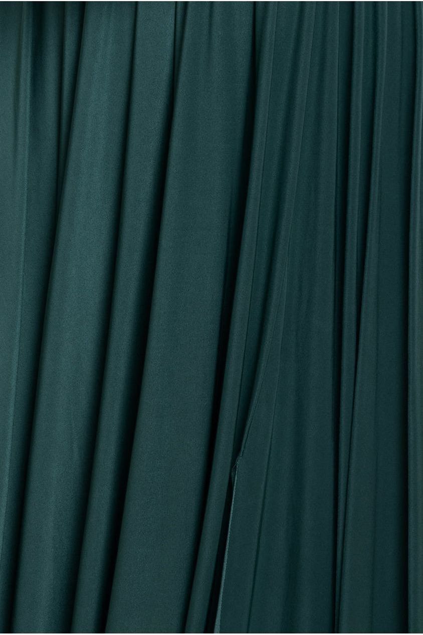 Gathered Bardot Bodice Front Split Maxi Dress - Emerald Green DR4524PLUS