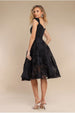 Scuba & Textured Chiffon A Line Midi Dress - Black by Goddiva