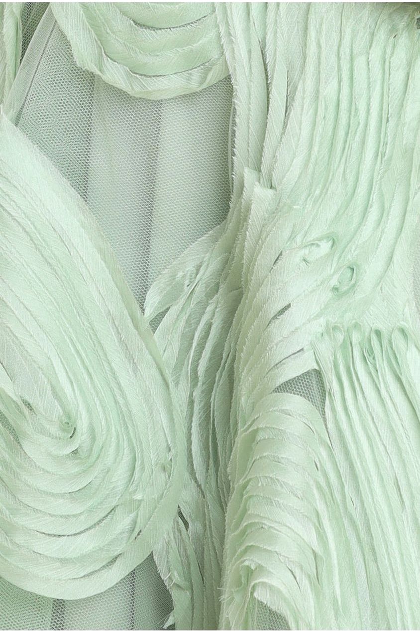 Scuba & Textured Chiffon A Line Midi Dress - Sage Green DR4549