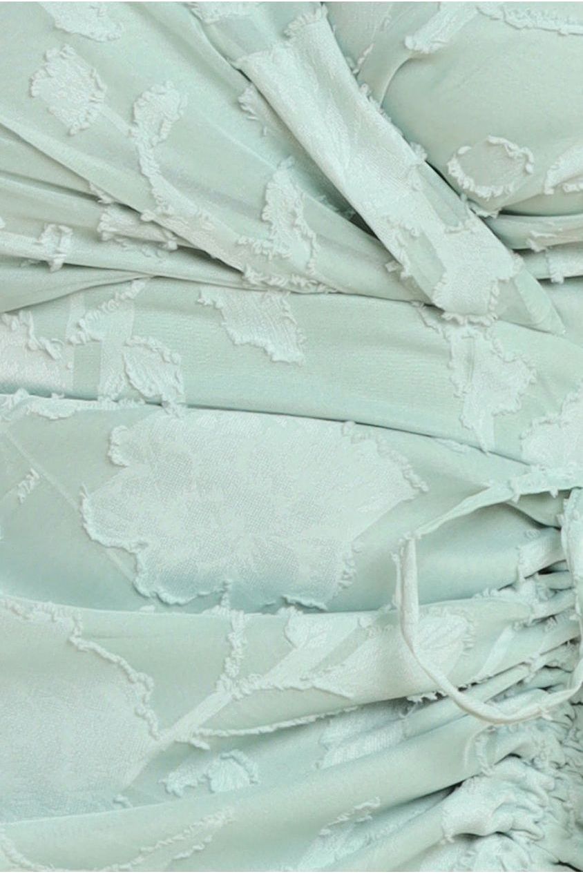 Jacquard Chiffon Wrap High Low Midaxi Dress - SageGreen DR4552M