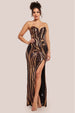 Strapless Multi Sequin Maxi Dress - Bronze by Goddiva