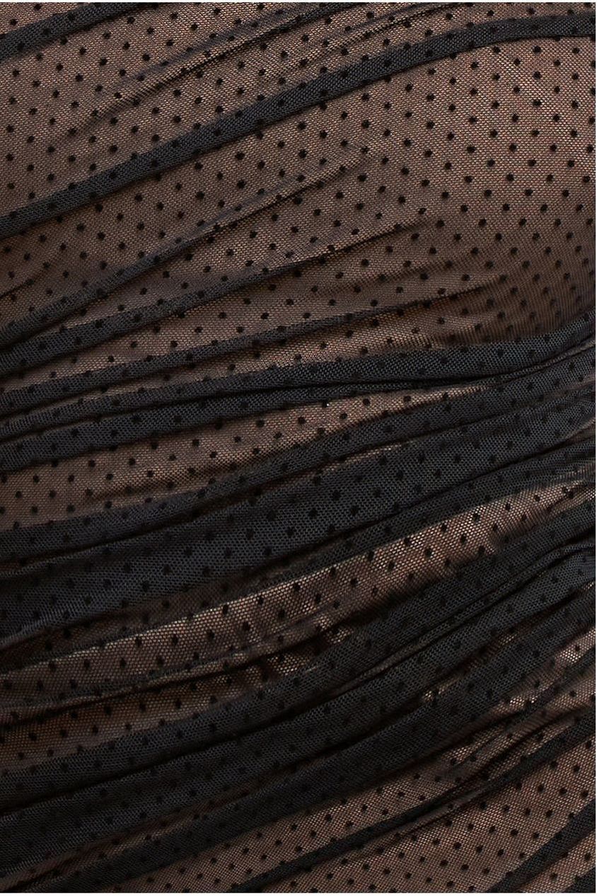 Gathered One Sleeve Angel Wing Mermaid Maxi Dress - Black DR4593