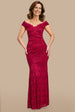 Off The Shoulder Scalloped Neck Maxi Dress - Wine by Goddiva