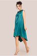 Cowl Neck Back Wing Satin High Low Midi Dress - Emerald Green by Goddiva