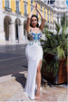 Sequin Butterfly Front Split Maxi Dress - White by Goddiva