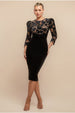 Scalloped Crochet & Velvet Midi Dress - Black by Goddiva