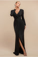 Front Wrap Lurex Bodycon Maxi Dress - Black by Goddiva