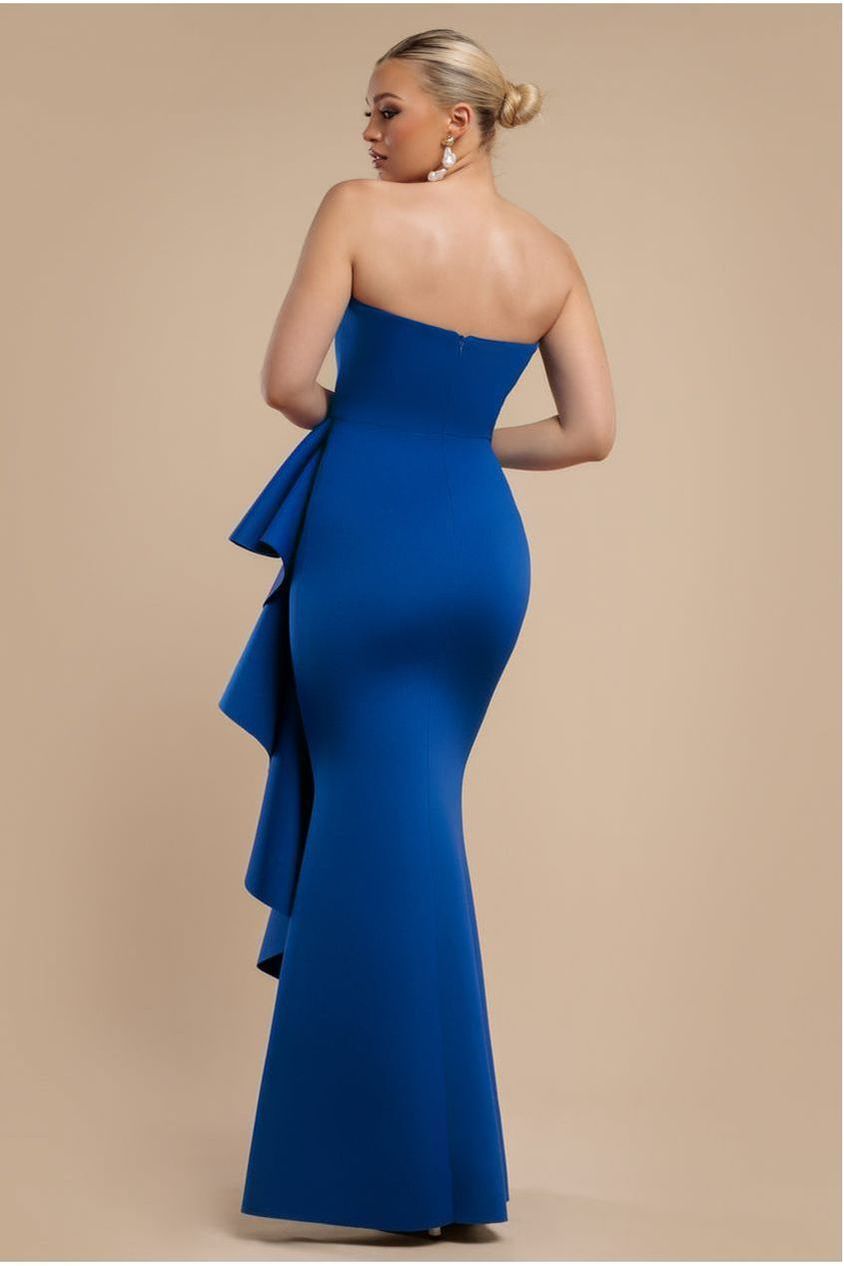 Boobtube Peplum  Waterfall Frill Maxi Dress - Royal Blue DR4738
