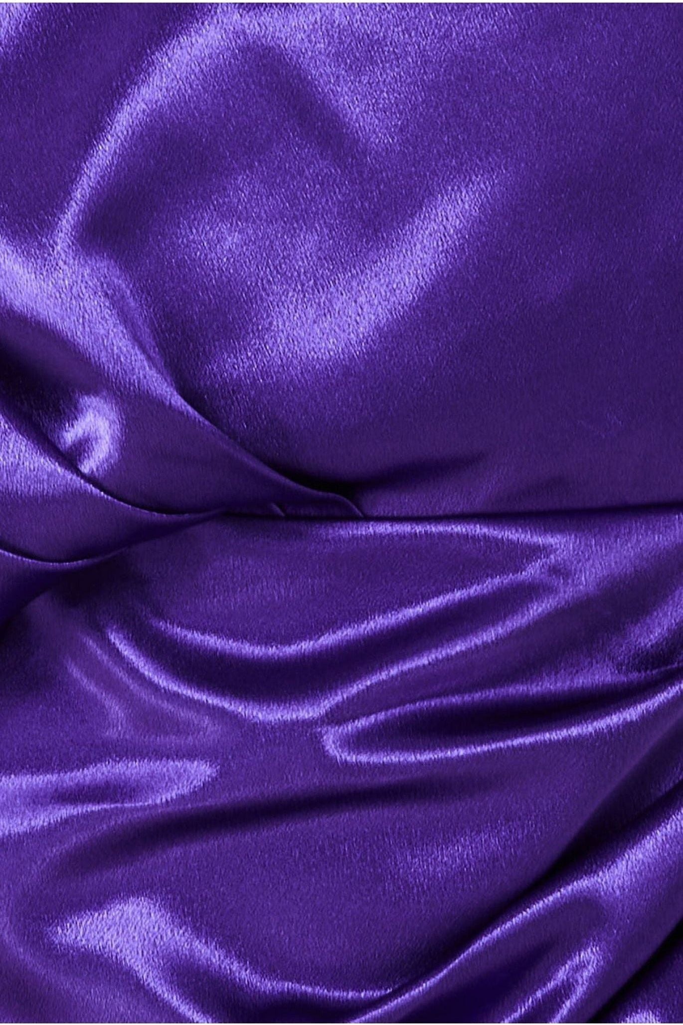 Satin Drape Shoulder Wrap Maxi Dress - Purple DR3450