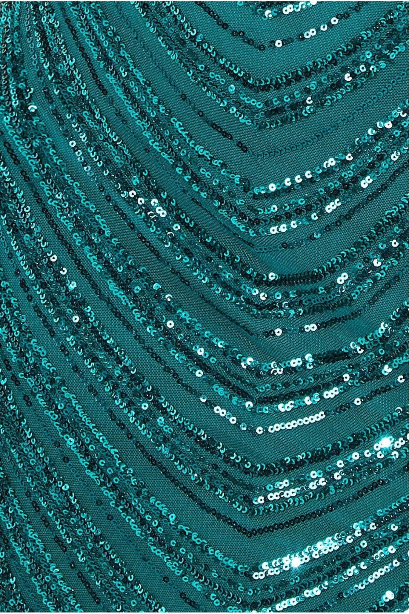 One Shoulder Sequin Maxi Dress - Emerald Green DR3618