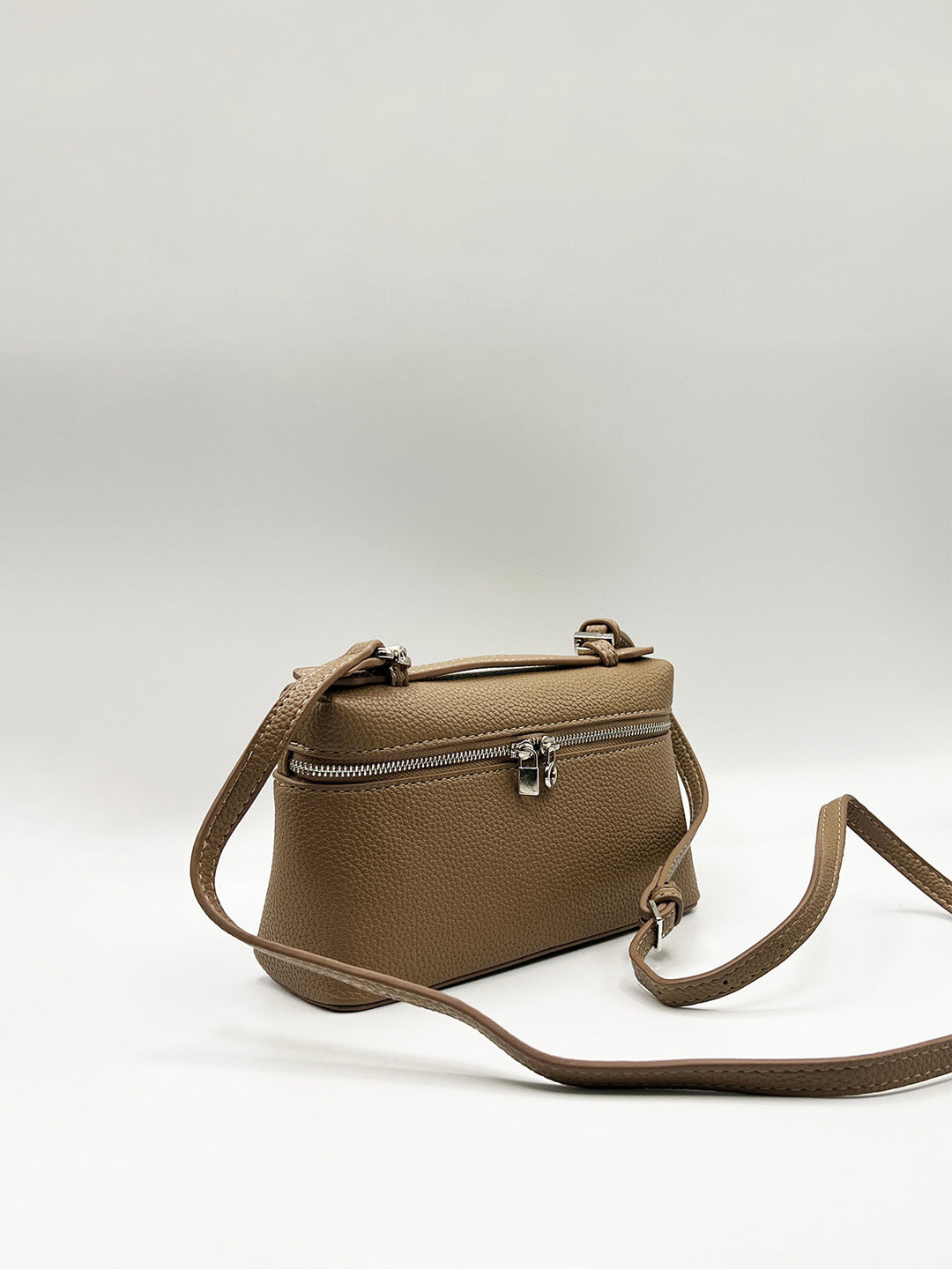 Faux Leather Crossbody Satchel In Beige By SVNX HB360428