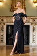 Scalloped Lace & Chiffon Winged Corset Bodice Maxi Dress - Black by Goddiva