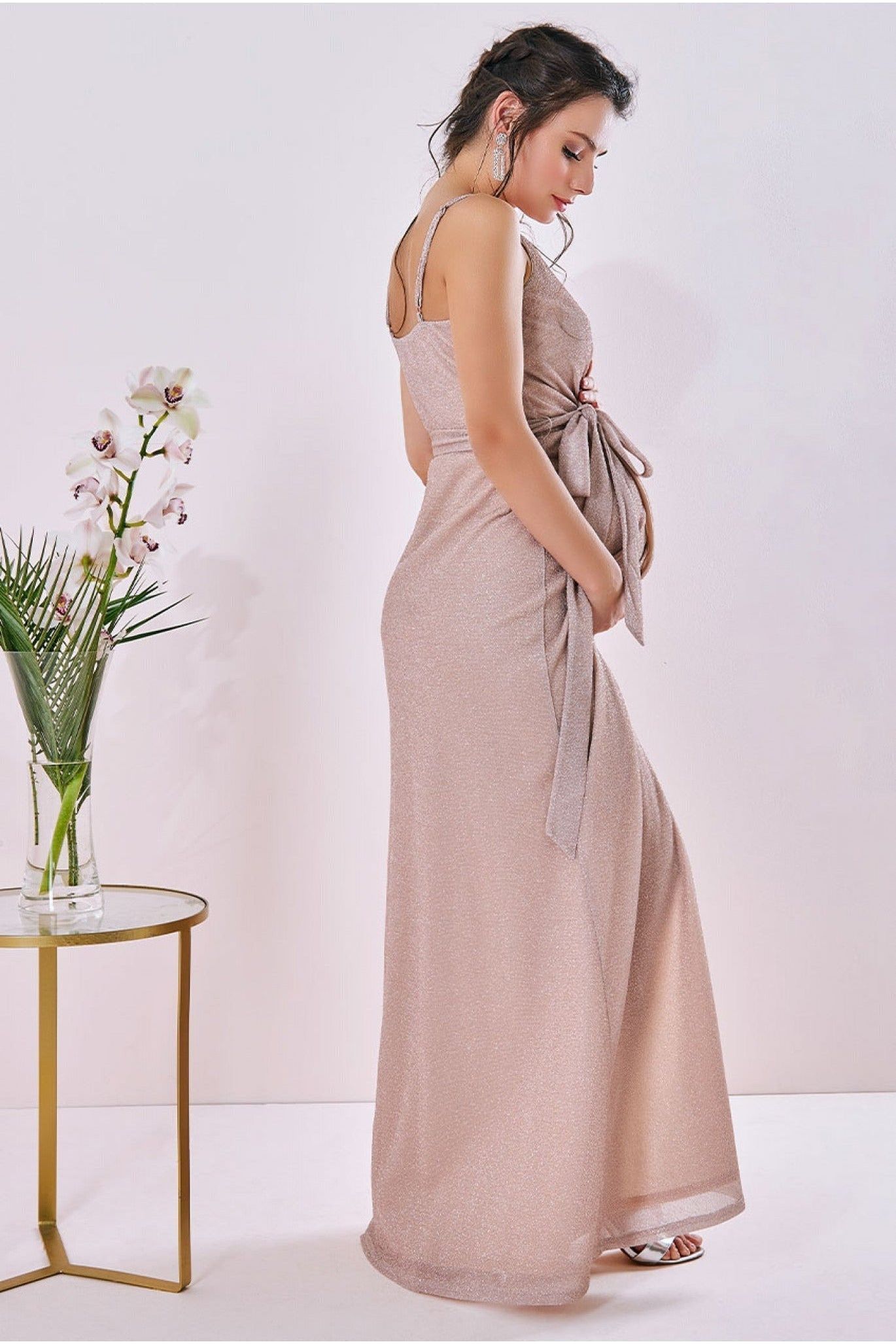 Maternity Wrap Spaghetti Strap Maxi - Blush DR3137AMAT