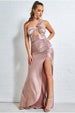 Ruched One Shoulder Maxi With Ring Detail -champagne by Goddiva