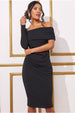 One Shoulder Scuba Midi Dress - Black by Goddiva