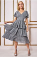 Sequin Lurex Tiered Midi Dress - Silver by Goddiva