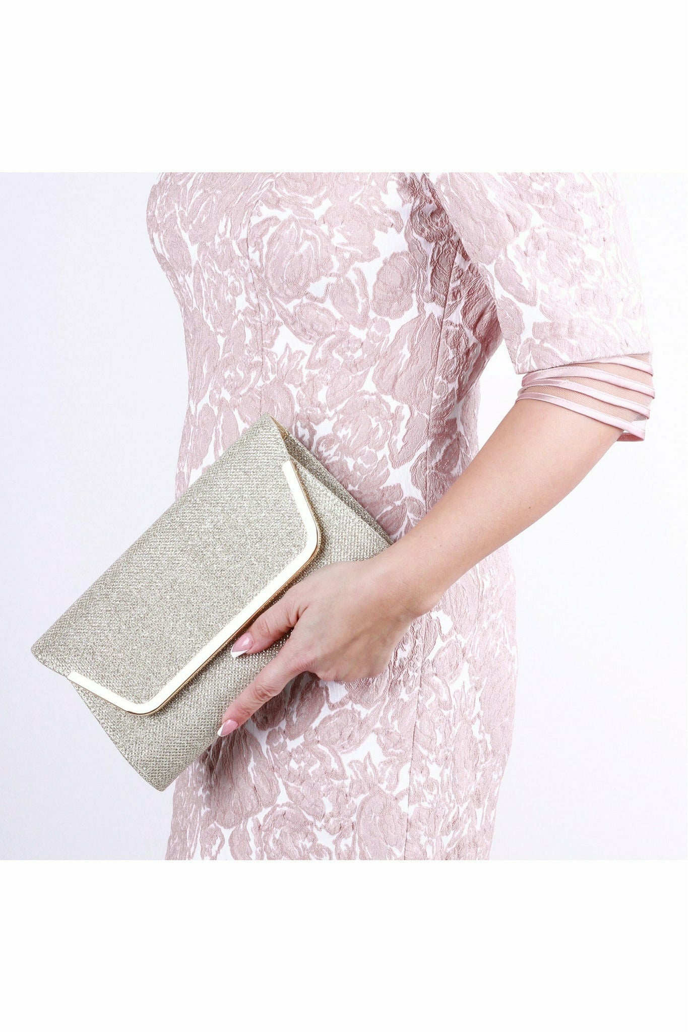 Denise Champagne Glitter Mesh Clutch Bag 1630664