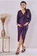 Maternity Wrap Sequin Midi Purple by Goddiva