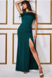 Feather Boobtube Maxi Dress - Emerald Green by Goddiva