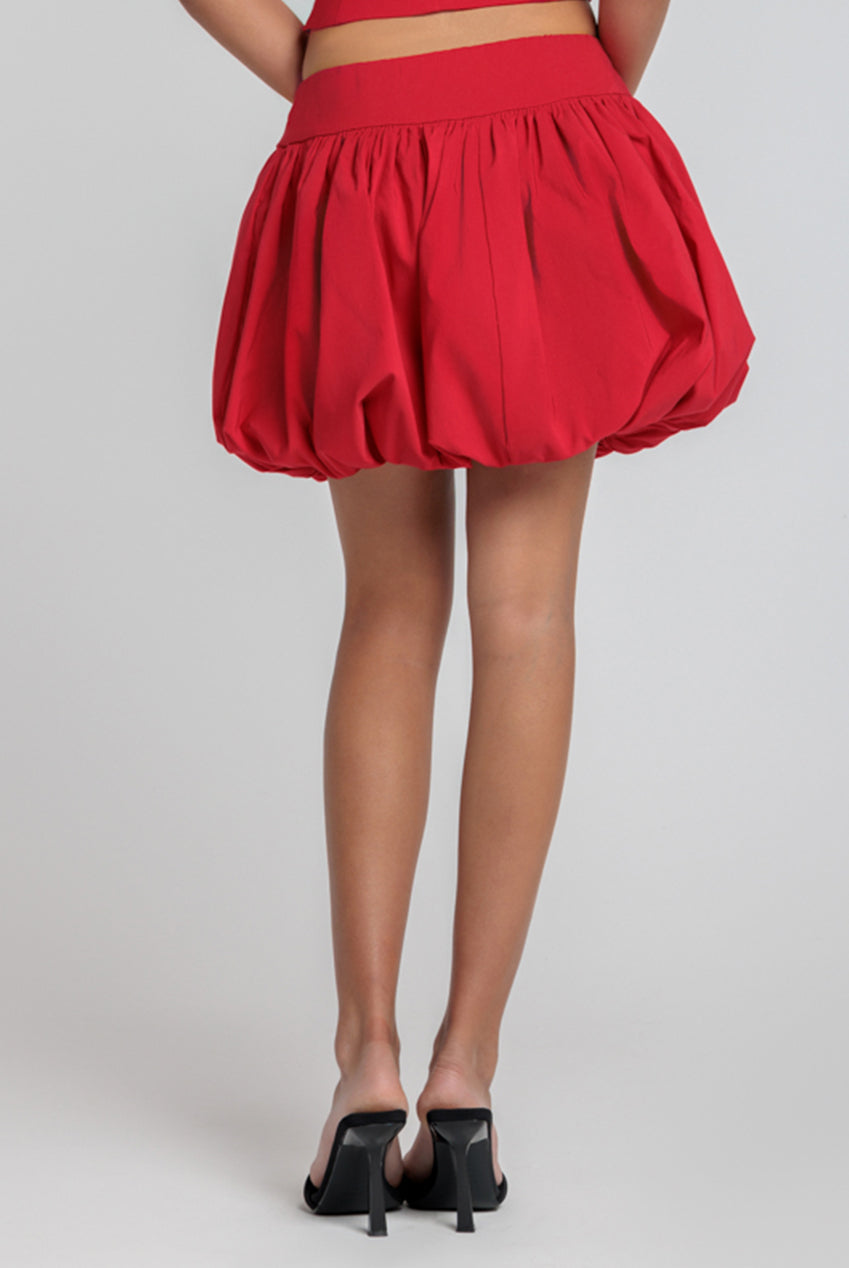 Bengaline Balloon Mini Skirt - Red SK34