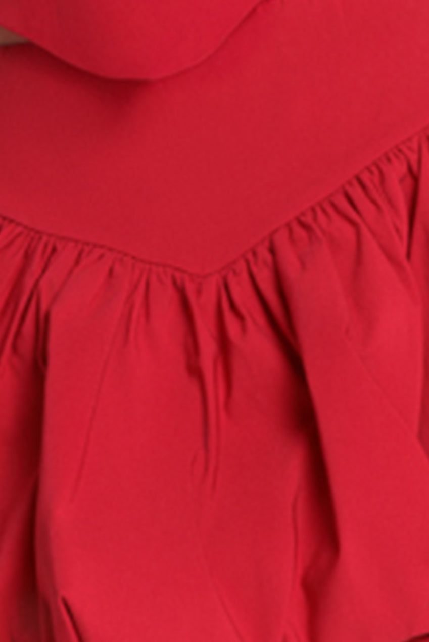 Bengaline Balloon Mini Skirt - Red SK34