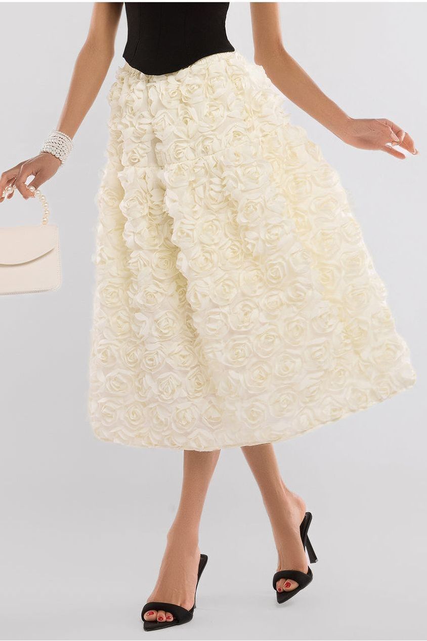 3D Floral Mesh Midaxi Skirt SK50