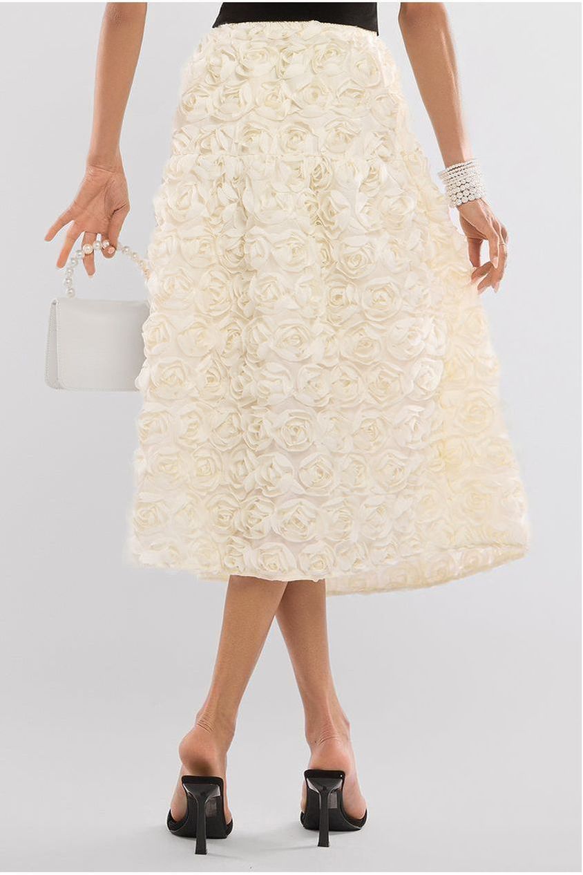 3D Floral Mesh Midaxi Skirt SK50