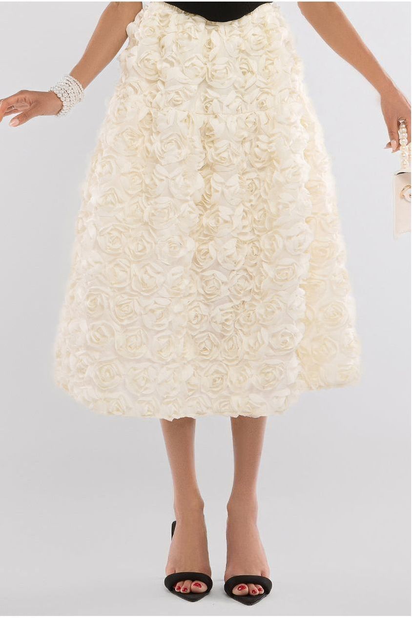 3D Floral Mesh Midaxi Skirt SK50