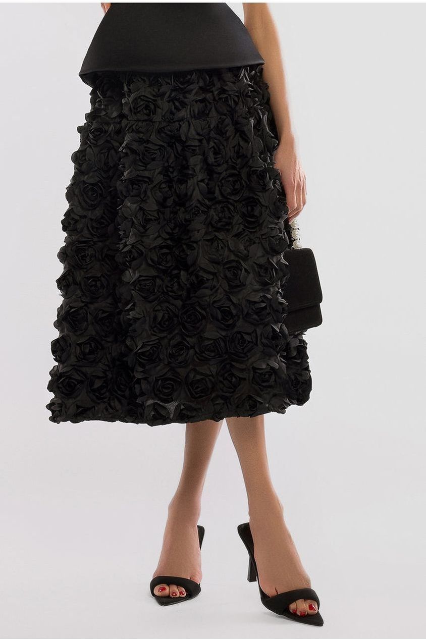 3D Floral Mesh Midaxi Skirt SK50