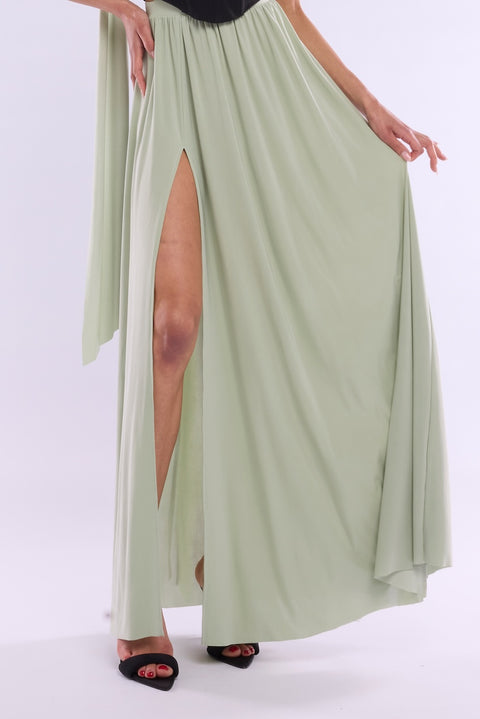 Goddiva Ruched Satin Mini Skirt