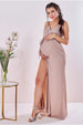 Maternity Wrap Spaghetti Strap Maxi - Blush by Goddiva
