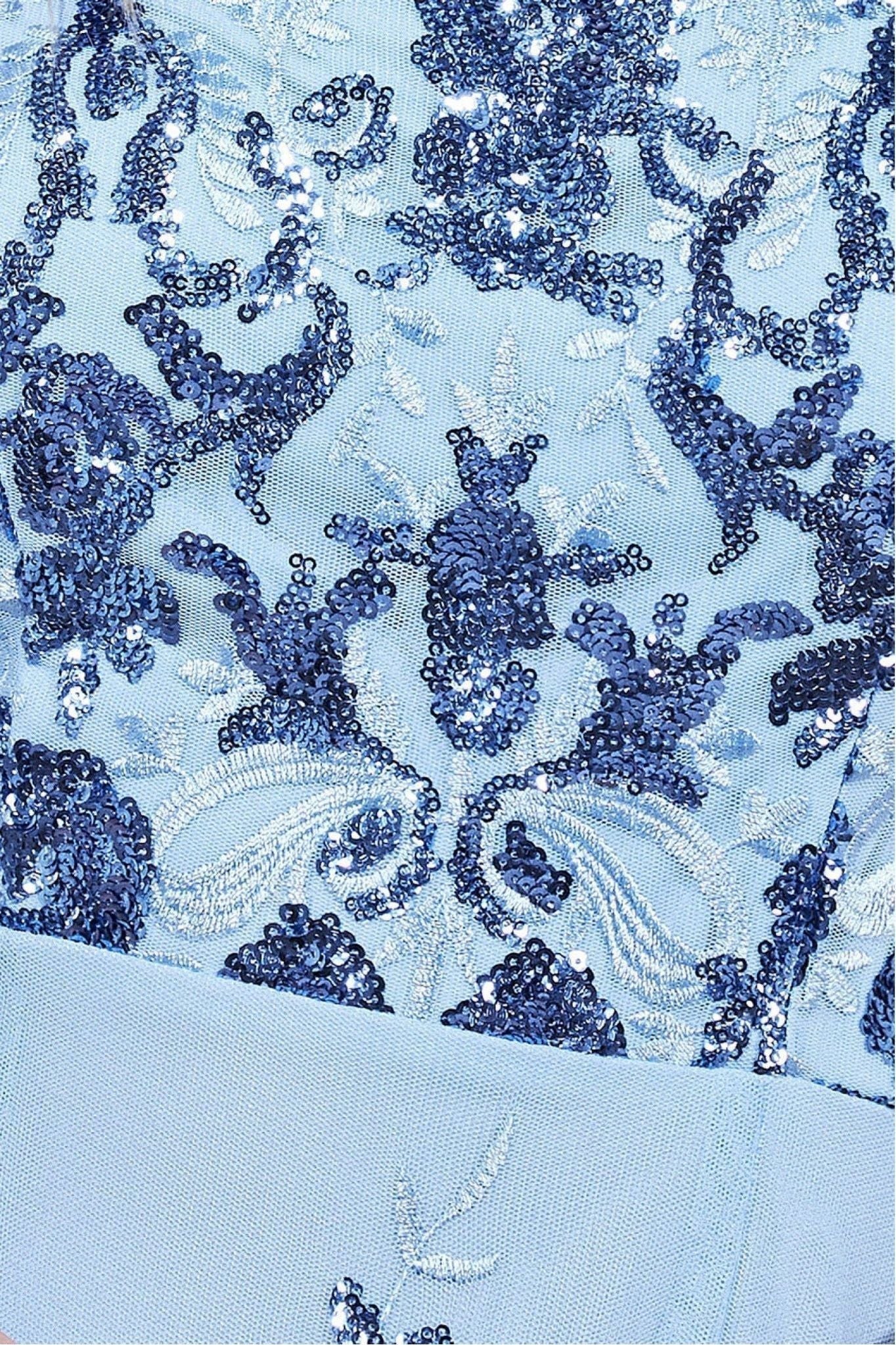 Bardot Sequin & Lace High Low Midi - Blue DR3675M