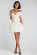 Bengaline Balloon Mini Skirt - Cream by Goddiva