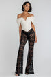 Bootcut Scalloped Lace Trouser - Black by Goddiva