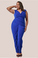 Bardot Scuba Jumpsuit - Royal Blue by Goddiva Plus