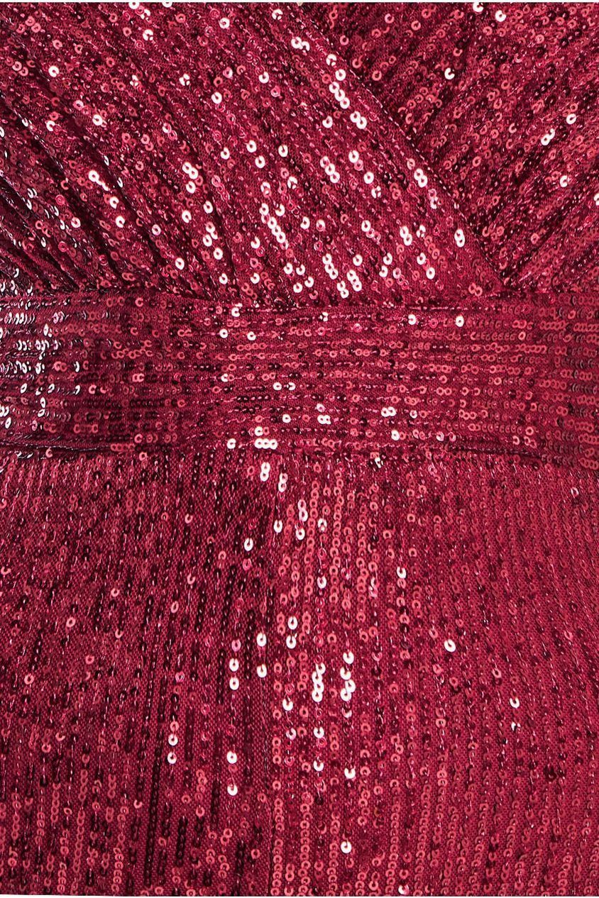 Stripe Sequin Jumpsuit - Wine TR265