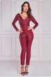 Stripe Sequin Jumpsuit - Wine by Goddiva