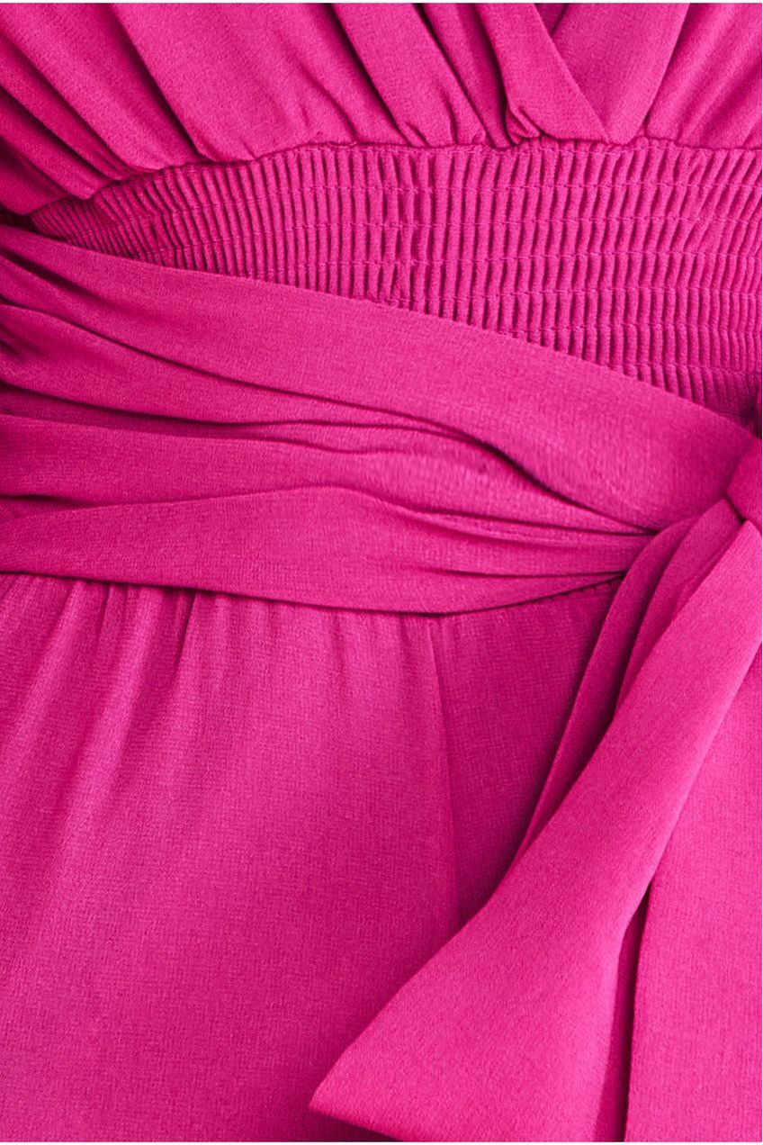 Chiffon Puffy Sleeve Jumpsuit - Magenta TR314