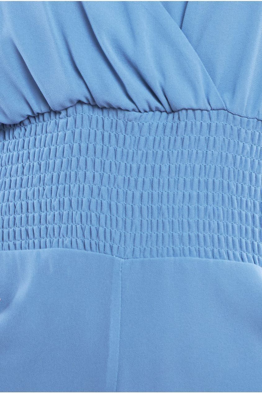 Chiffon Jumpsuit With Flutter Sleeves - Blue TR352