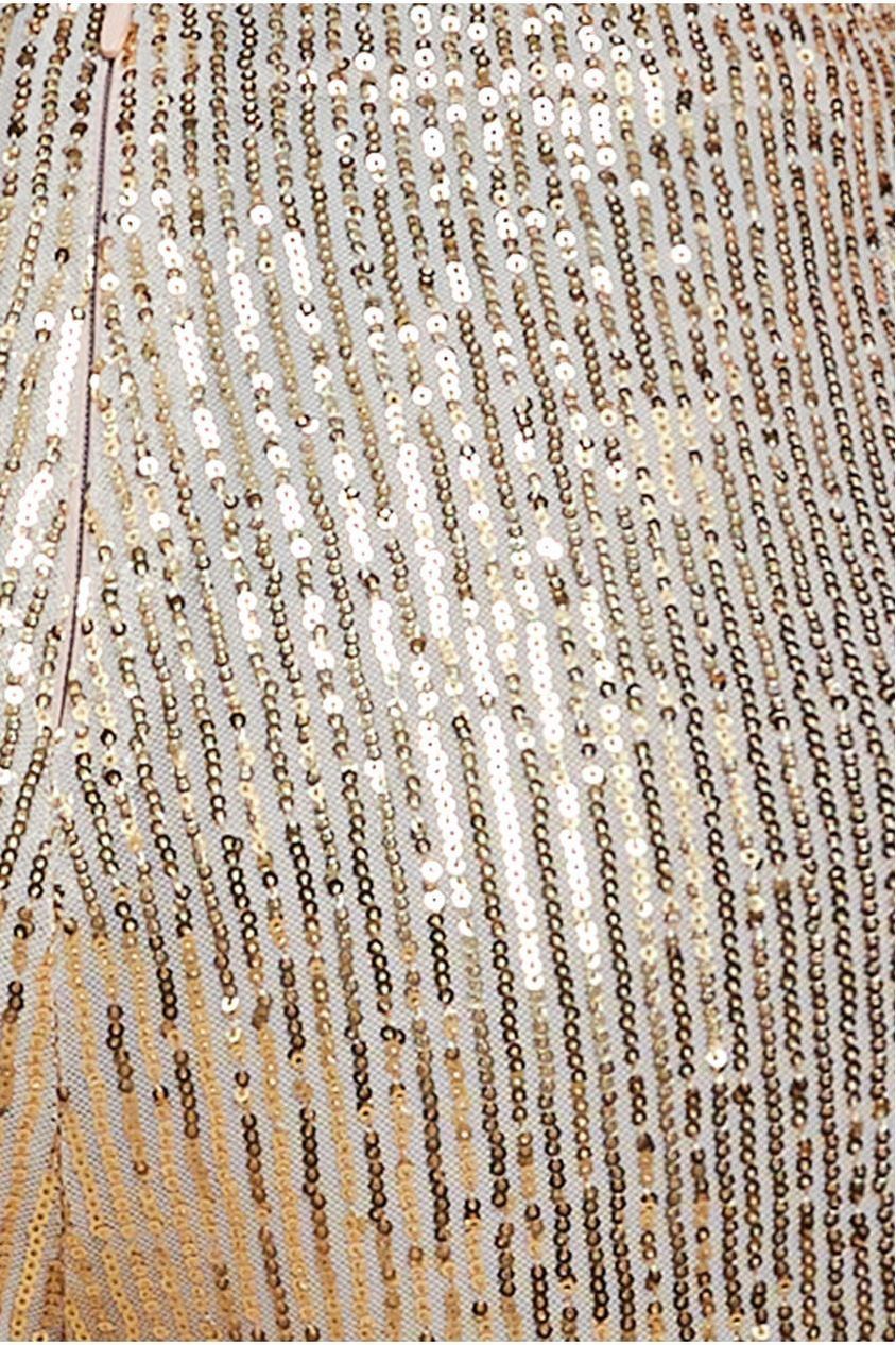 Sequin Cuffed Ankle Trouser - Gold TR360
