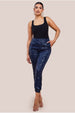 Sequin Cuffed Ankle Trouser - Navy by Goddiva